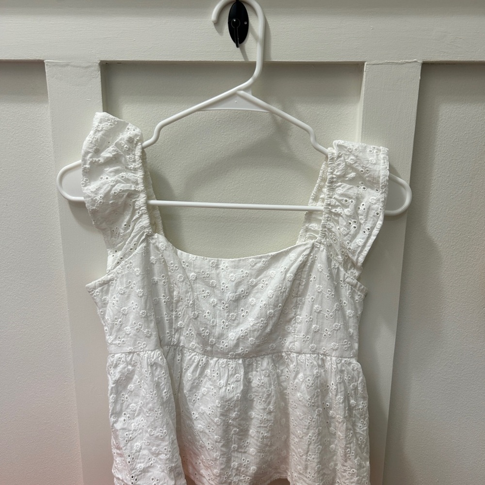 Hollister White Eyelet Ruffle Top